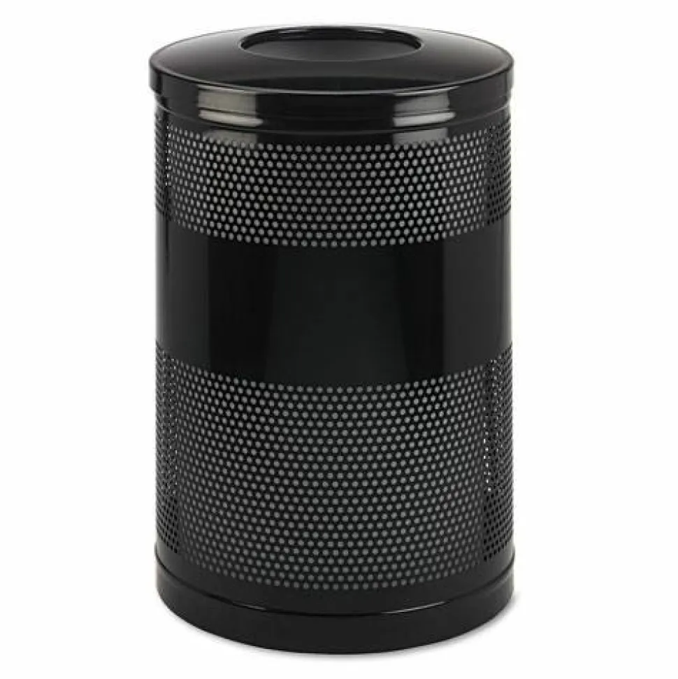 Rubbermaid Commercial Classics Perforated Open Top Receptacle, 51 gal, Steel, Black