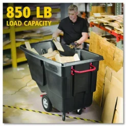 Rubbermaid Commercial 1 cu yd BRUTE Rotomolded Tilt Truck, 850 lb Capacity, Black