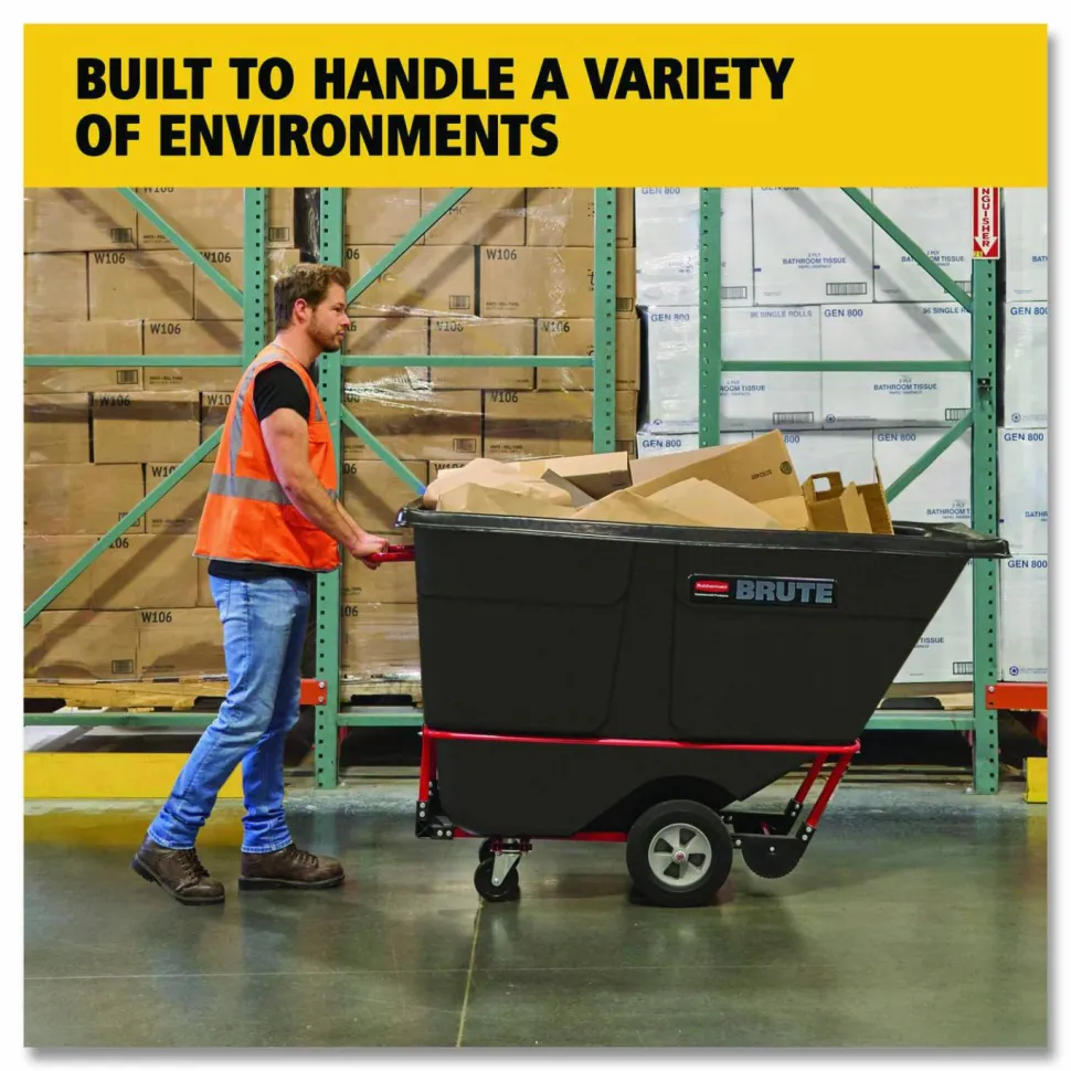 Rubbermaid Commercial 1 cu yd BRUTE Rotomolded Tilt Truck, 1,250 lb Capacity, Black