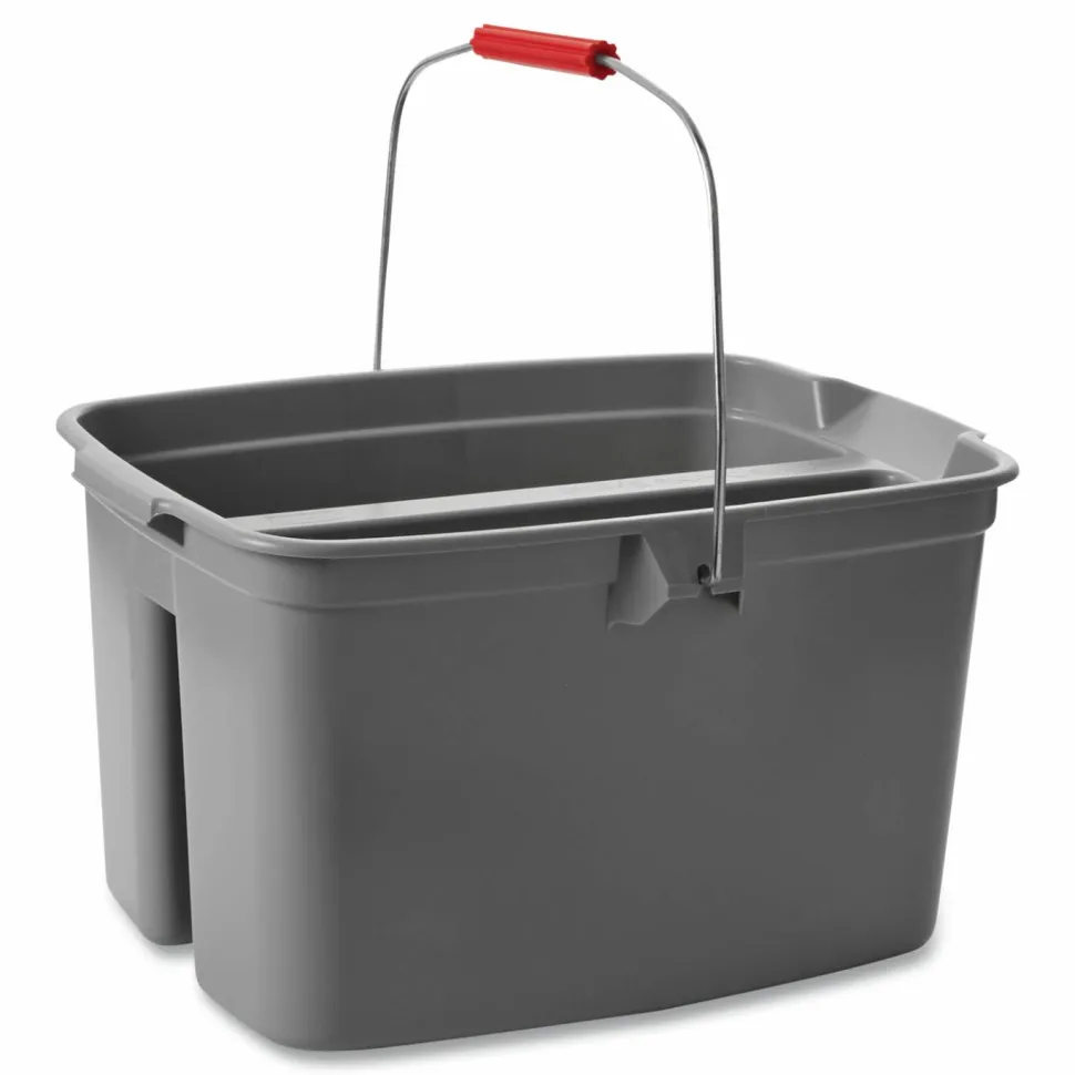 Rubbermaid Commercial Double Utility Pail, 19 qt, Plastic, Gray
