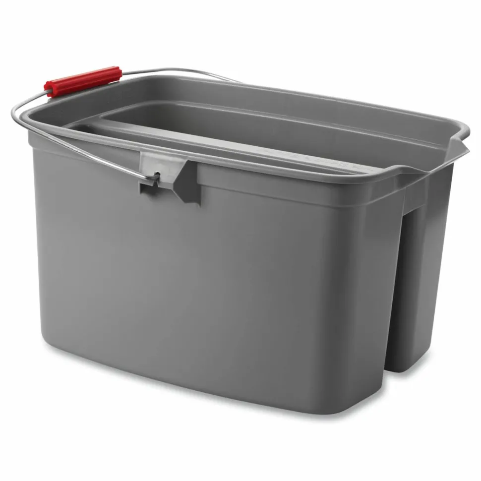 Rubbermaid Commercial Double Utility Pail, 19 qt, Plastic, Gray
