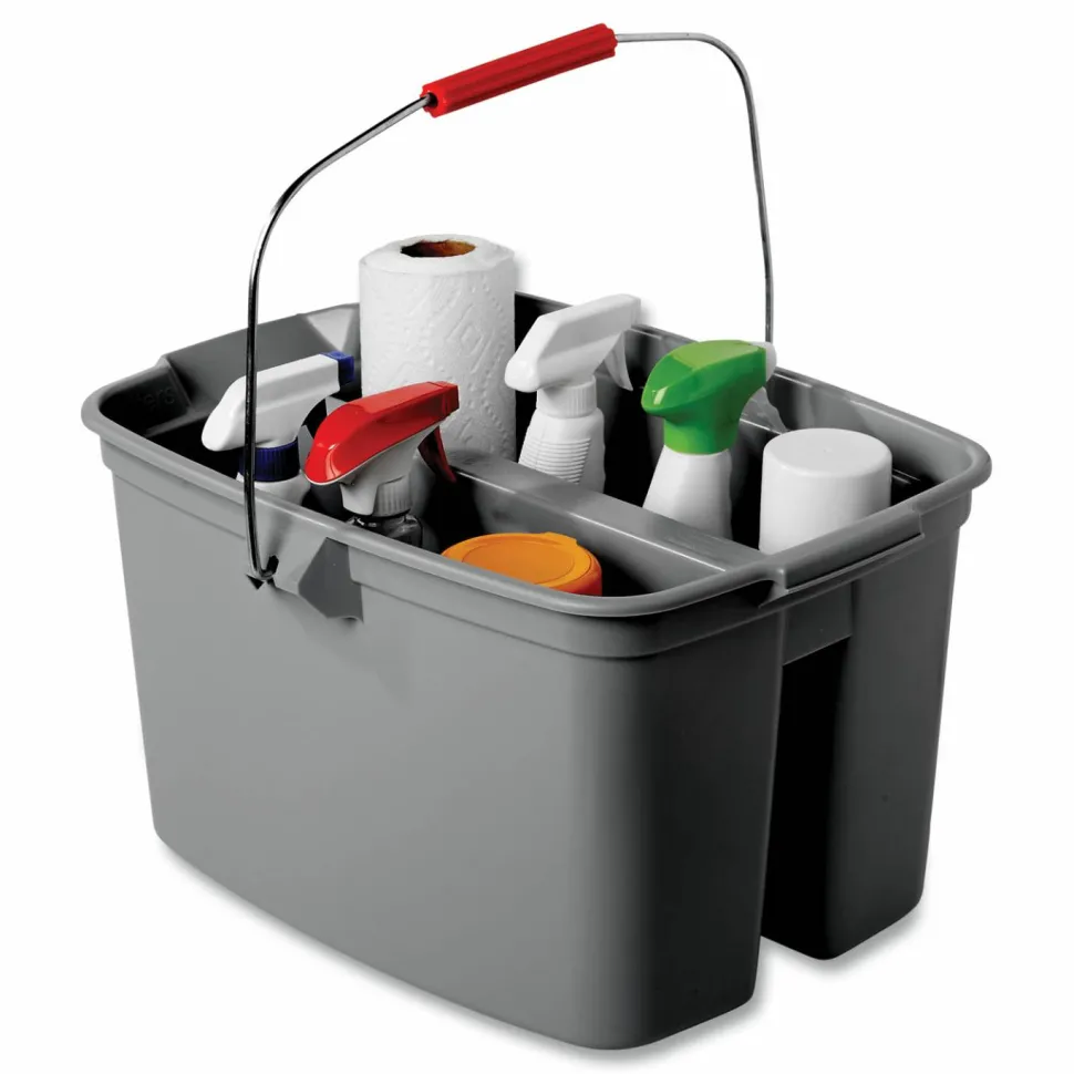 Rubbermaid Commercial Double Utility Pail, 19 qt, Plastic, Gray