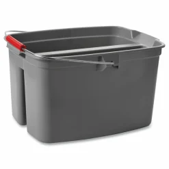Rubbermaid Commercial Double Utility Pail, 19 qt, Plastic, Gray