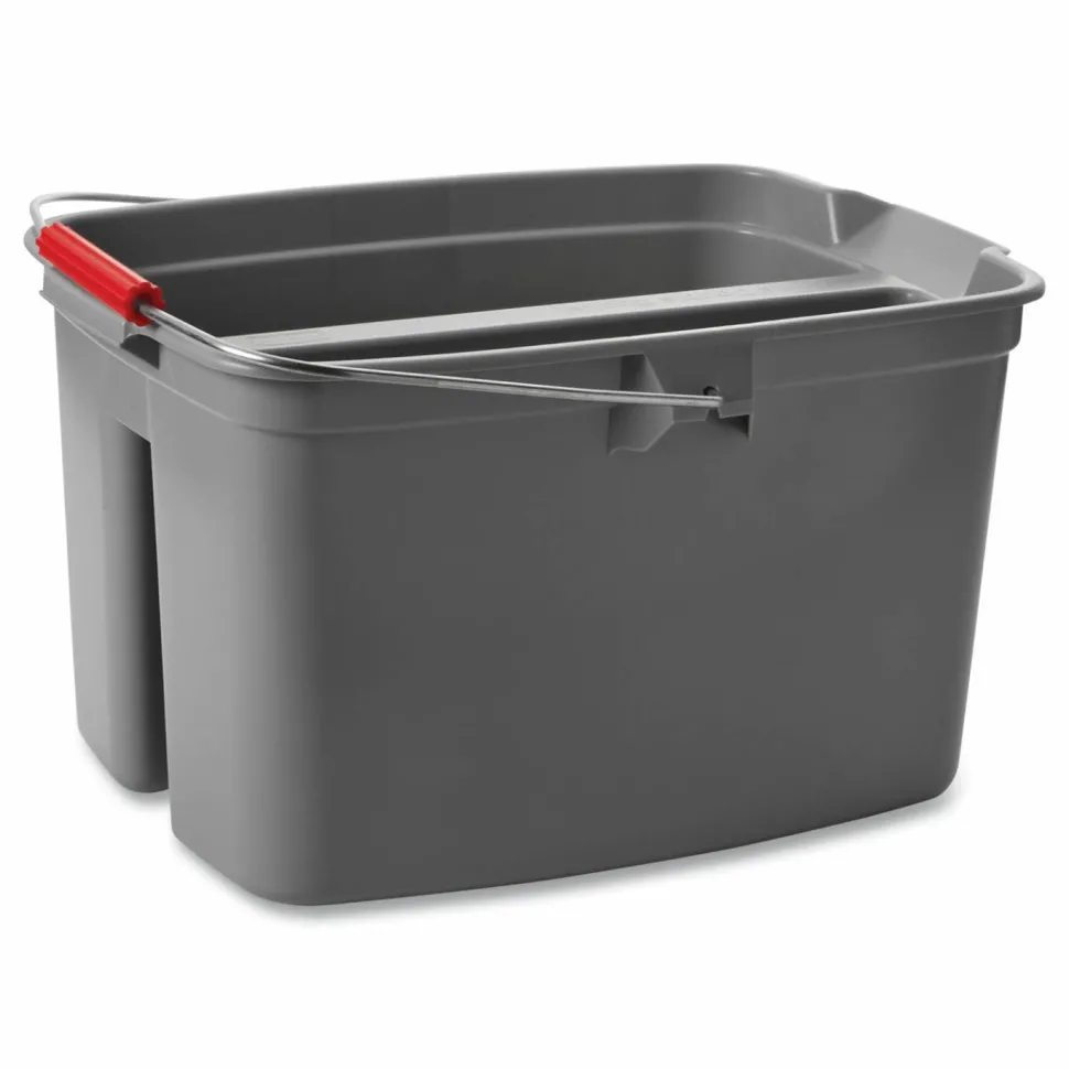 Rubbermaid Commercial Double Utility Pail, 19 qt, Plastic, Gray