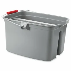 Rubbermaid Commercial Double Utility Pail, 17 qt, Plastic, Gray