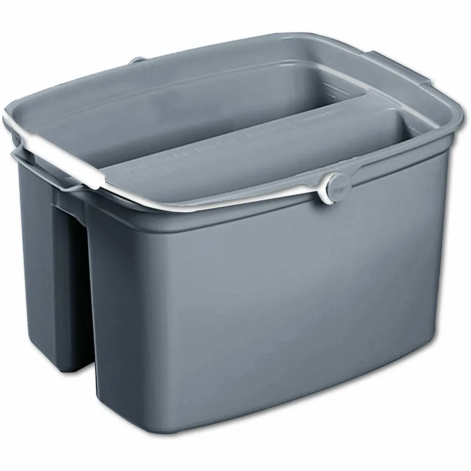 Rubbermaid Commercial Double Utility Pail, 17 qt, Plastic, Gray