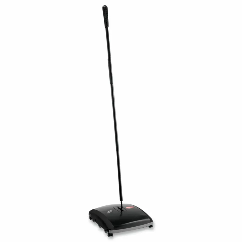 Rubbermaid Commercial Dual Action Sweeper, 44" Steel/Plastic Handle, Black/Yellow