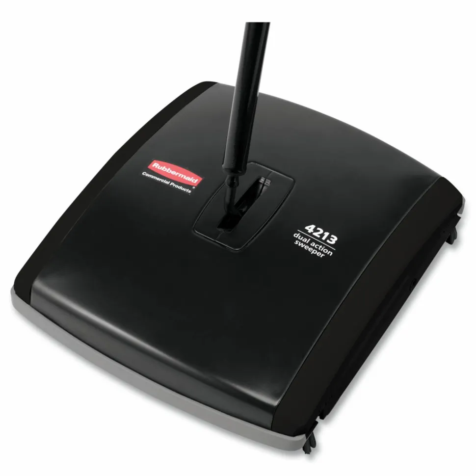 Rubbermaid Commercial Dual Action Sweeper, 44" Steel/Plastic Handle, Black/Yellow
