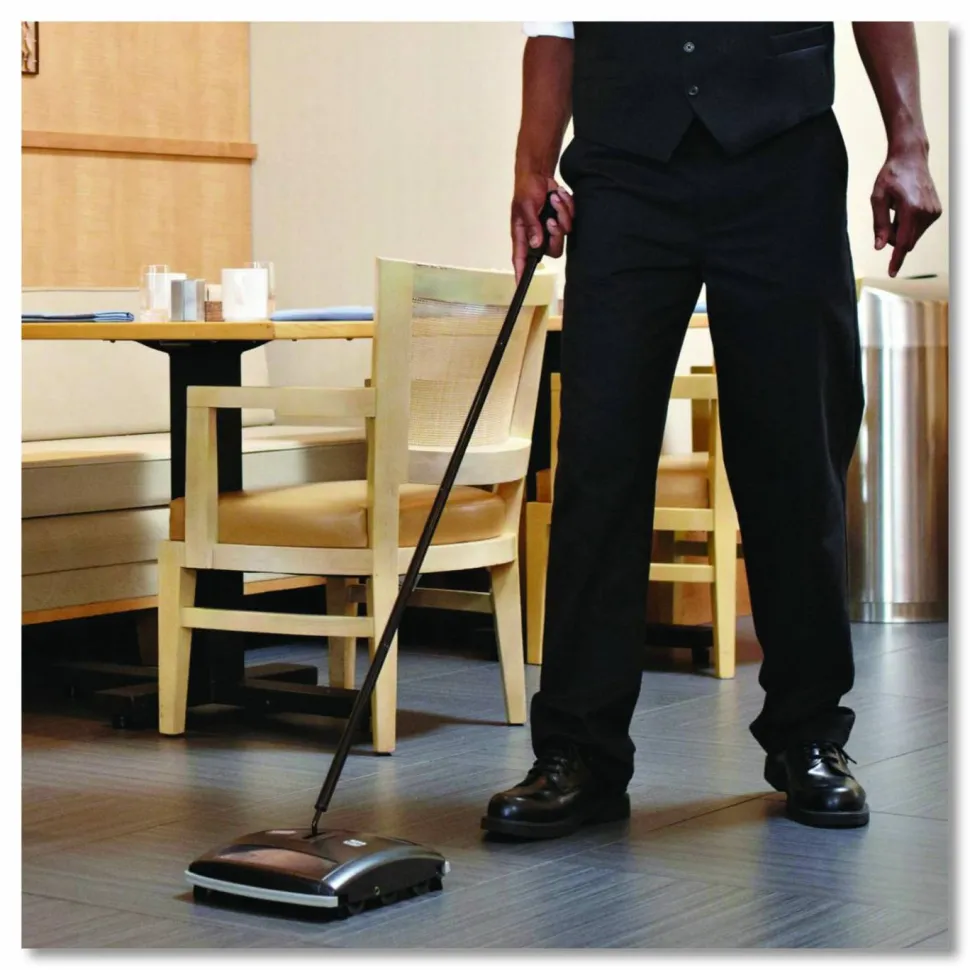 Rubbermaid Commercial Floor and Carpet Sweeper, 44" Handle, Black/Gray