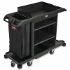 Rubbermaid Commercial Full-Size Housekeeping Cart, Plastic, 3 Shelves, 1 Bin, 24.4 x 62.4 x 49, Black