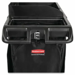 Rubbermaid Commercial Full-Size Housekeeping Cart, Plastic, 3 Shelves, 1 Bin, 24.4 x 62.4 x 49, Black