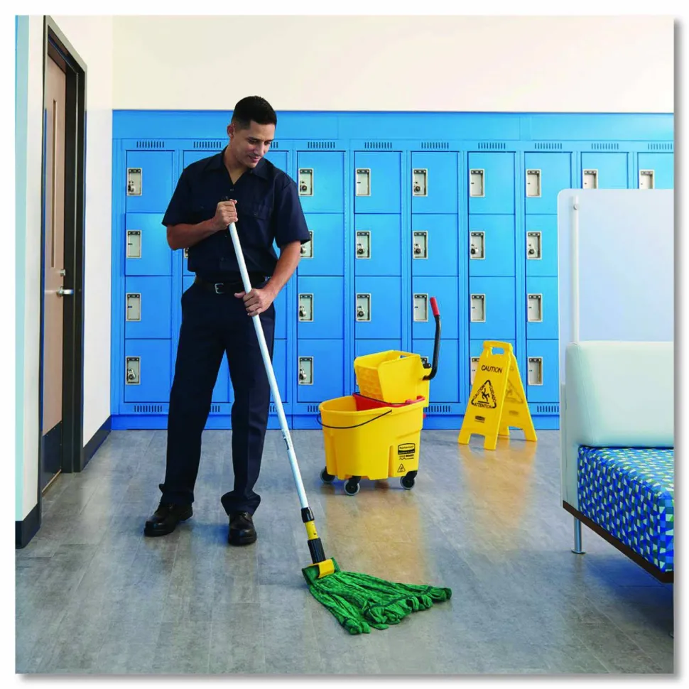 Rubbermaid Commercial Gripper Vinyl-Covered Aluminum Mop Handle, 1.13" dia x 60", Gray/Yellow