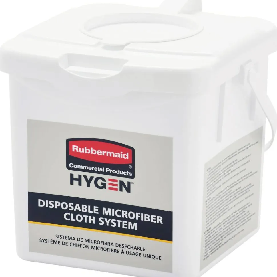 Rubbermaid Commercial HYGEN Disposable Microfiber Cloth Charging Tubs, 7-1/2" x 7-15/16", White, Case Of 4 Tubs