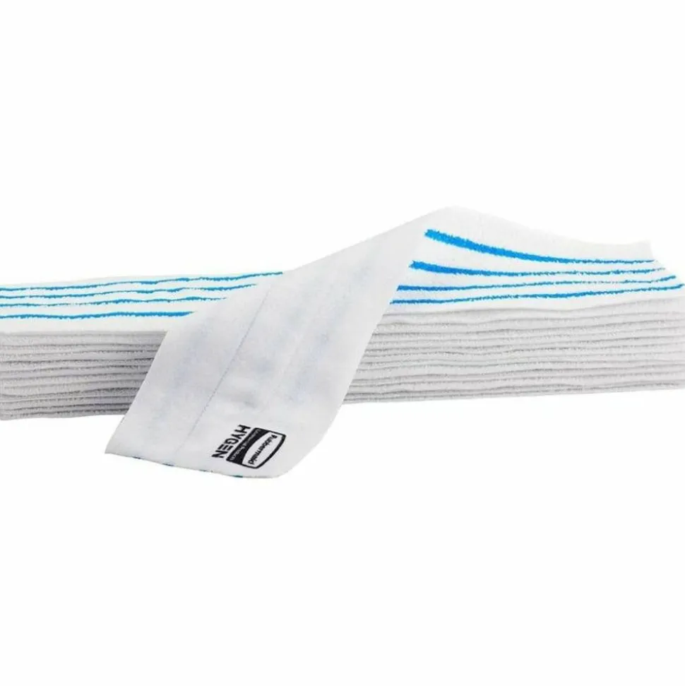 Rubbermaid Commercial HYGEN Disposable Microfiber Pad, 4.75 x 19, White/Blue Stripe, 50/Pack, 3 Packs/Carton