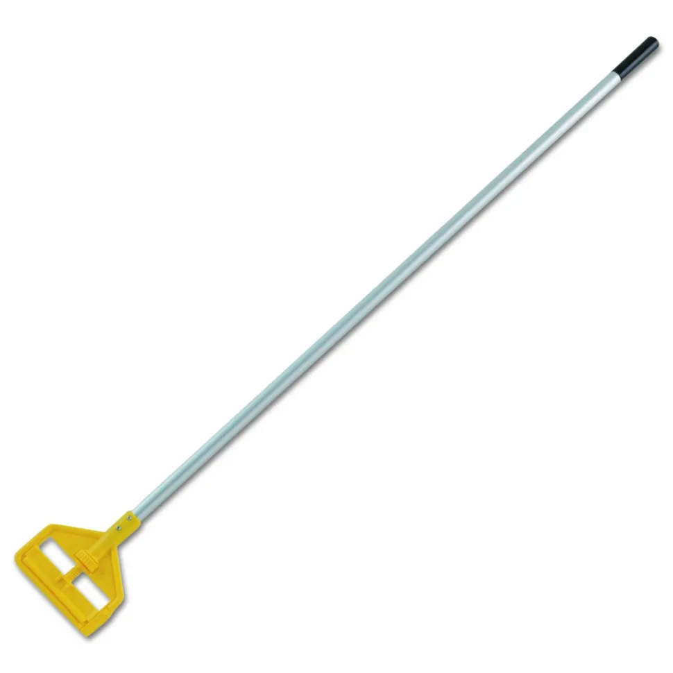 Rubbermaid Commercial Invader Aluminum Side-Gate Wet Mop Handle, 60", Gray/Yellow