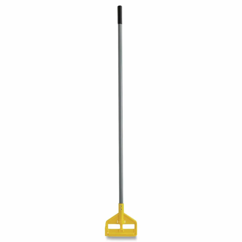 Rubbermaid Commercial Invader Fiberglass Side-Gate Wet-Mop Handle, 54", Gray/Yellow