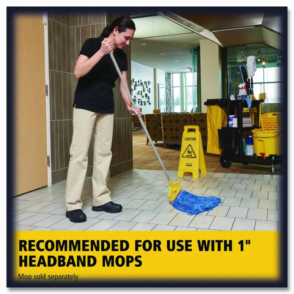 Rubbermaid Commercial Invader Fiberglass Side-Gate Wet-Mop Handle, 54", Gray/Yellow