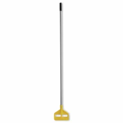 Rubbermaid Commercial Invader Aluminum Side-Gate Wet-Mop Handle, Vinyl Coating, 60", Gray/Yellow