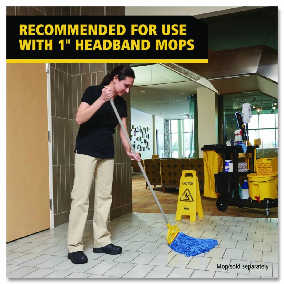 Rubbermaid Commercial Invader Fiberglass Side-Gate Wet-Mop Handle, 60", Gray/Yellow