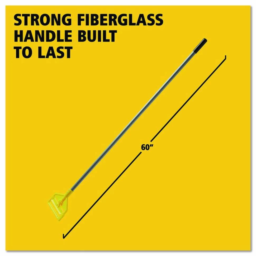 Rubbermaid Commercial Invader Fiberglass Side-Gate Wet-Mop Handle, 60", Gray/Yellow