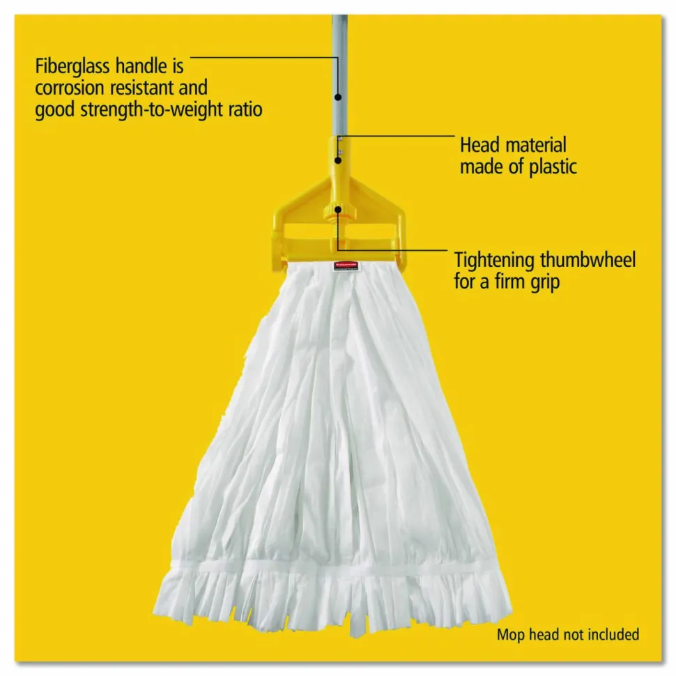 Rubbermaid Commercial Invader Fiberglass Side-Gate Wet-Mop Handle, 60", Gray/Yellow