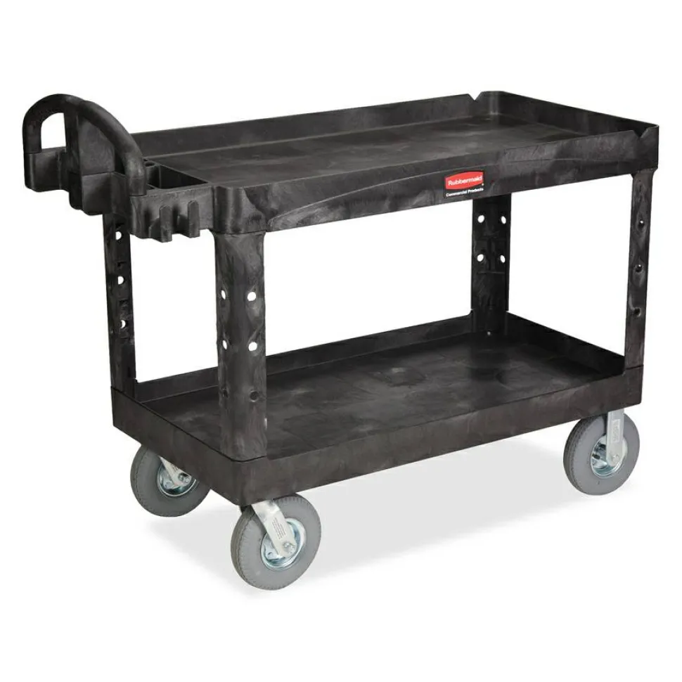 Rubbermaid Commercial Large Utility Cart with Lipped Shelf