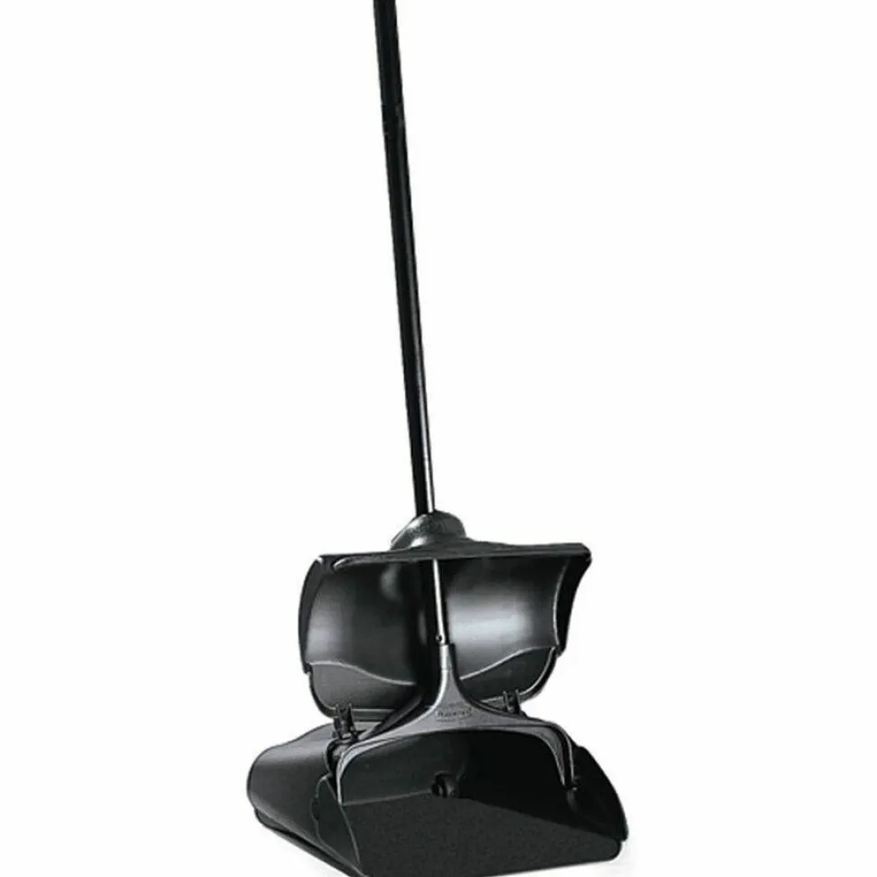 Rubbermaid Commercial Lobby Pro Upright Dustpan, with Cover, 12.5 x 37, Plastic/Metal, Black