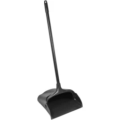 Rubbermaid Commercial LobbyPro Upright Dust Pan - 12.50" Wide - 31" Metal Handle - Plastic - Black - 6 / Carton