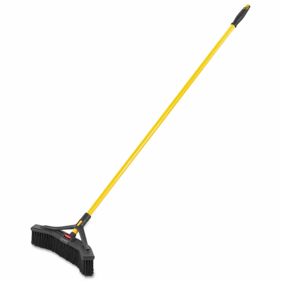 Rubbermaid Commercial Maximizer Push-to-Center Broom, 18 x 58.13, Polyproylene Bristles, Steel Handle, Yellow/Black