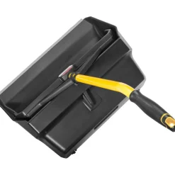 Rubbermaid Commercial Maximizer Heavy-Duty Stand Up Debris Pan, 20.44 x 29, 32" Handle, Plastic, Yellow/Black