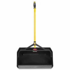 Rubbermaid Commercial Maximizer Heavy-Duty Stand Up Debris Pan, 20.44 x 29, 32" Handle, Plastic, Yellow/Black