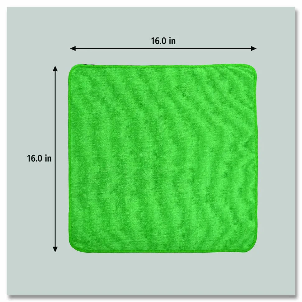 Rubbermaid Commercial Microfiber Cleaning Cloths, 16 x 16, Green, 24/Pack
