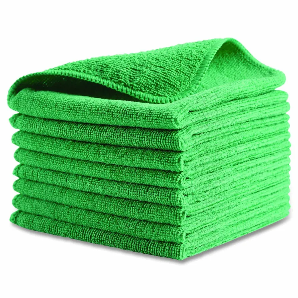 Rubbermaid Commercial Microfiber Cleaning Cloths, 16 x 16, Green, 24/Pack