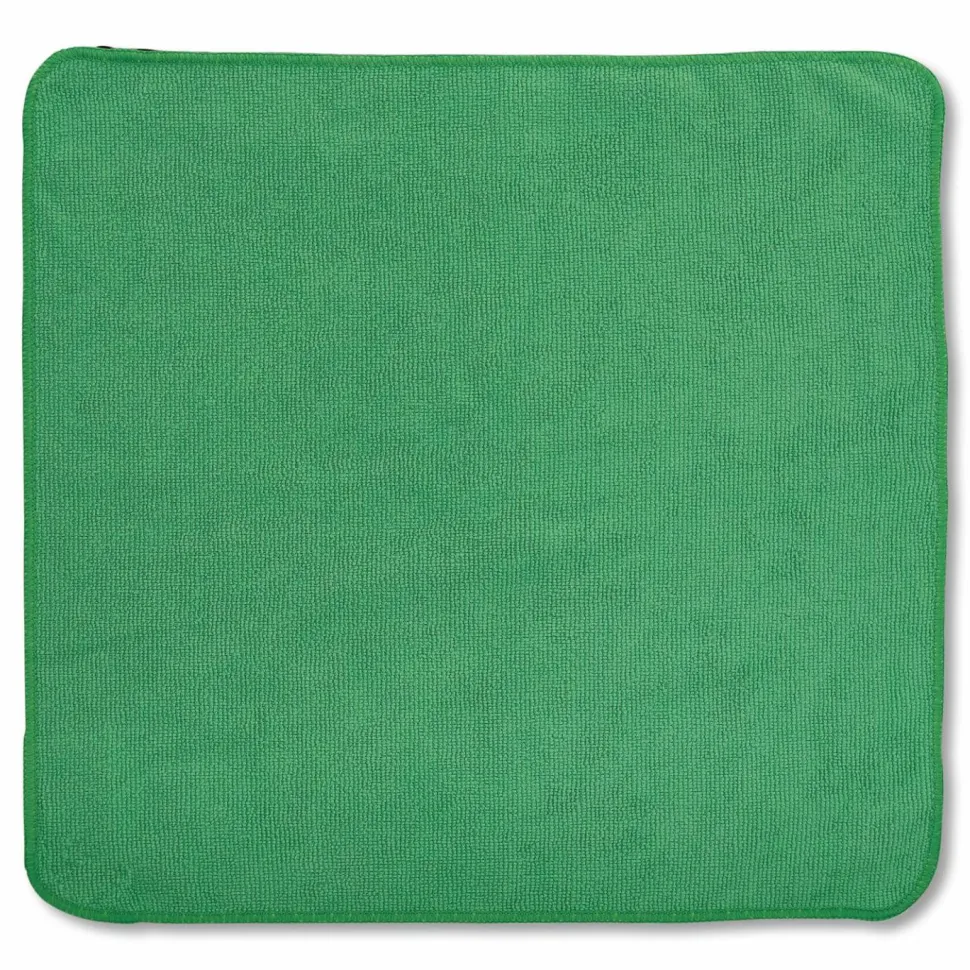 Rubbermaid Commercial Microfiber Cleaning Cloths, 16 x 16, Green, 24/Pack