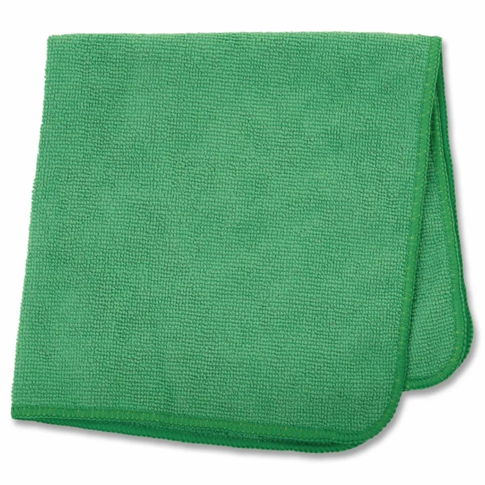 Rubbermaid Commercial Microfiber Cleaning Cloths, 16 x 16, Green, 24/Pack