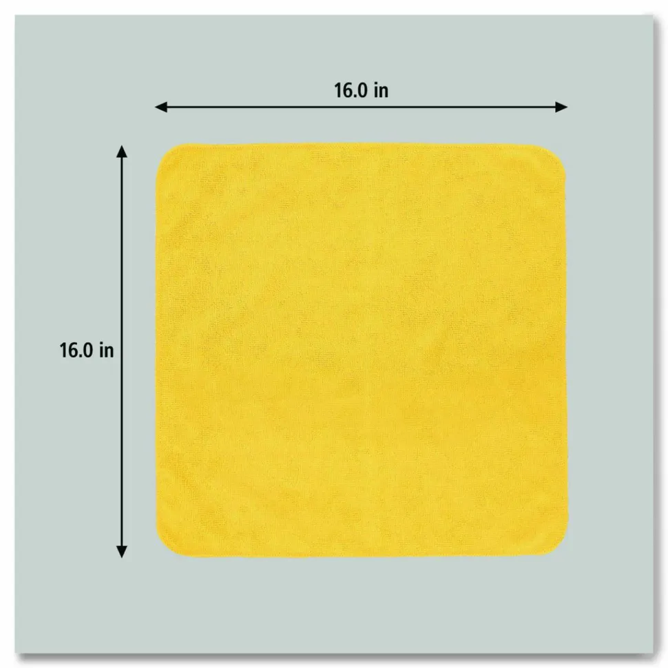 Rubbermaid Commercial Microfiber Cleaning Cloths, 16 x 16, Yellow, 24/Pack