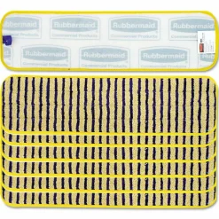 Rubbermaid Commercial Microfiber Scrubber Pad, Vertical Polyprolene Stripes, 18", Yellow, 6/Carton