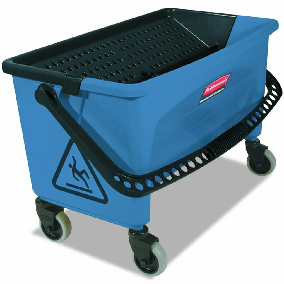 Rubbermaid Commercial Microfiber Finish Bucket, with Lid, 3 gal, Blue/Black