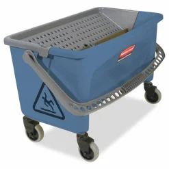 Rubbermaid Commercial Microfiber Finish Bucket, with Lid, 3 gal, Blue/Black