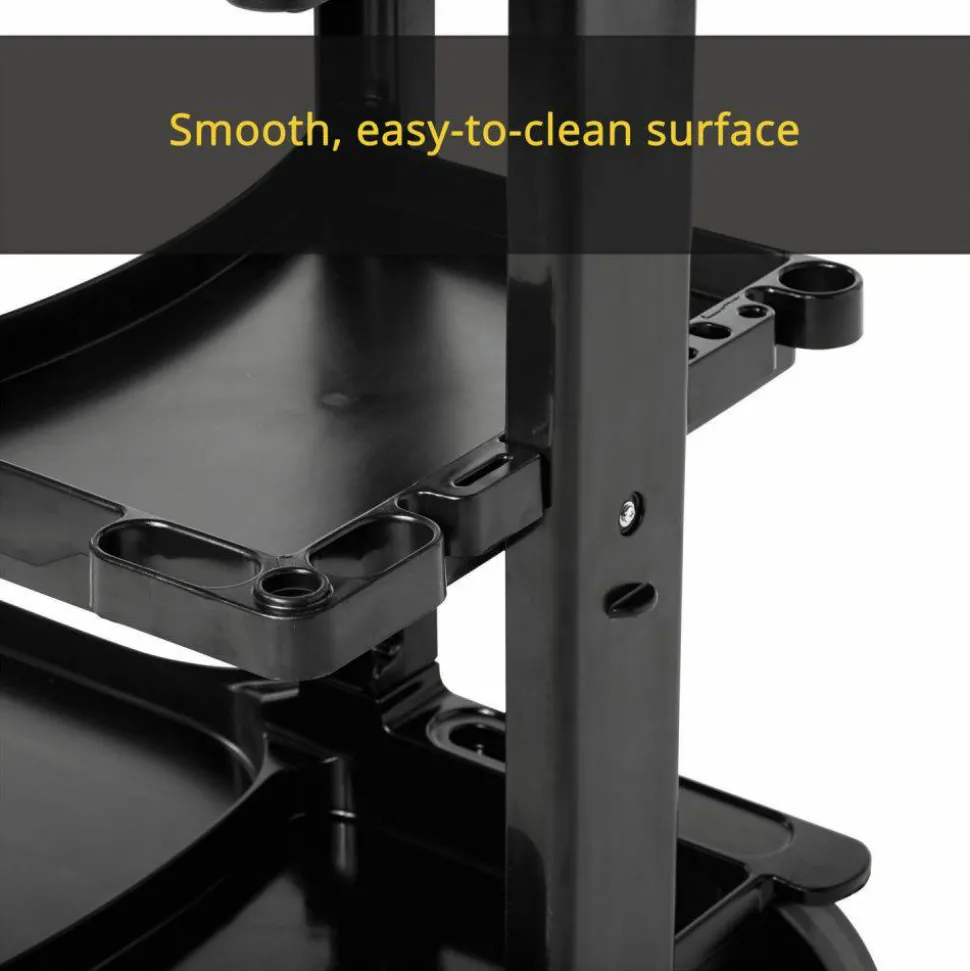 Rubbermaid Commercial Multi-Shelf Cleaning Cart, Plastic, 4 Shelves, 1 Bin, 20" x 45" x 38.25", Black