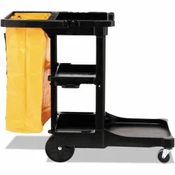 Rubbermaid Commercial Multi-Shelf Cleaning Cart, Plastic, 4 Shelves, 1 Bin, 20