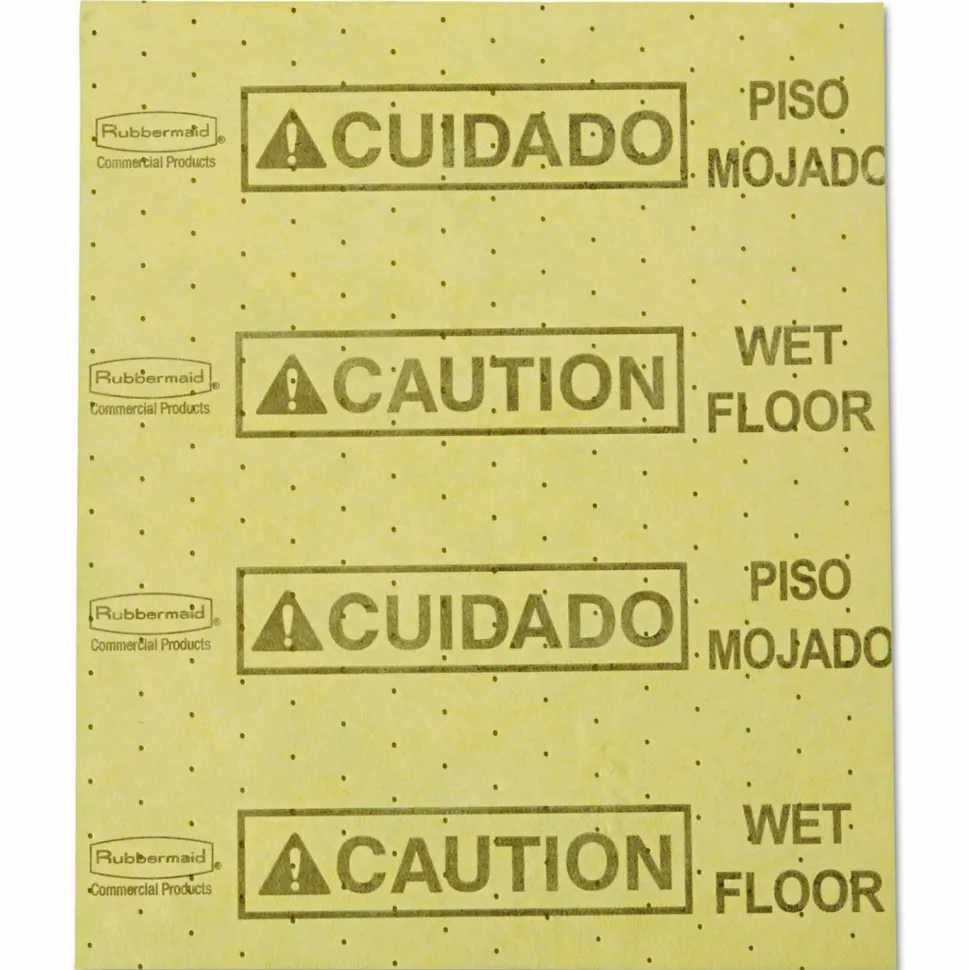 Rubbermaid Commercial Over-the-Spill Pad, Caution Wet Floor, 16 oz, 16.5 x 20, 22 Sheets/Pad