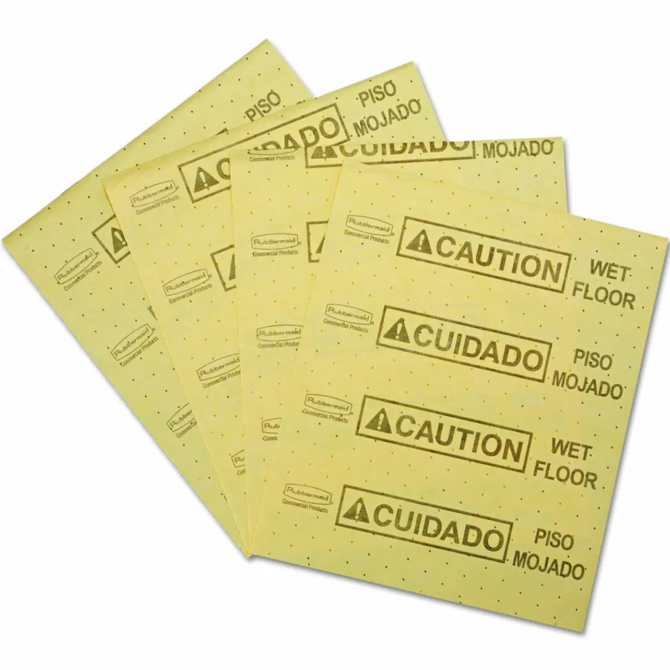 Rubbermaid Commercial Over-the-Spill Pad, Caution Wet Floor, 16 oz, 16.5 x 20, 22 Sheets/Pad