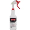 Rubbermaid Commercial 32-oz Trigger Spray Bottle, Suitable For Cleaning, Heavy Duty, 9.6"H x 3.4"W, Clear, 6 / Carton