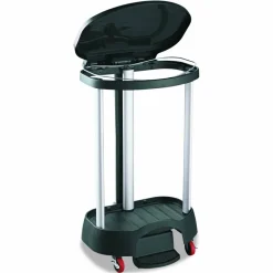 Rubbermaid Commercial Premium Step-On Linen Hamper, 30 gal, 20.38w x 22.25d x 37.88h, Aluminum/Plastic, Black