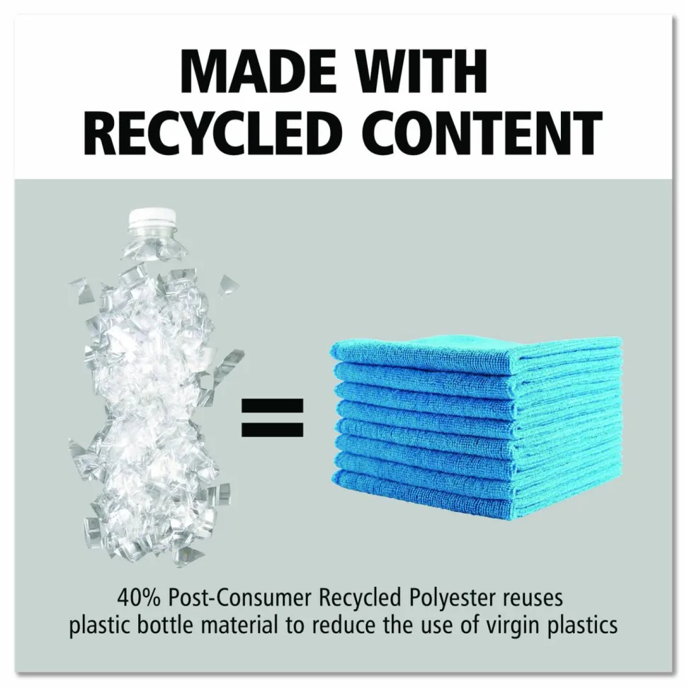 Rubbermaid Commercial Products HYGEN r-40 Recycled Microfiber Cloth, 12" X 12", Blue, 24-Pack