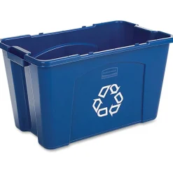 Rubbermaid Commercial Rectangular Polyethylene Stacking Recycle Bin, 18 Gallons, Blue
