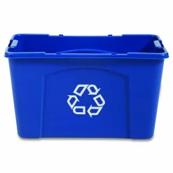 Rubbermaid Commercial Rectangular Polyethylene Stacking Recycle Bin, 18 Gallons, Blue