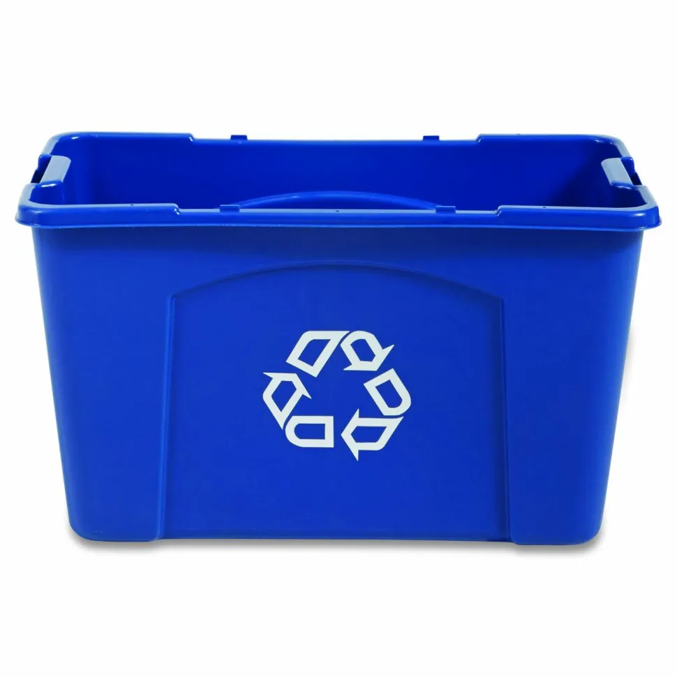 Rubbermaid Commercial Rectangular Polyethylene Stacking Recycle Bin, 18 Gallons, Blue
