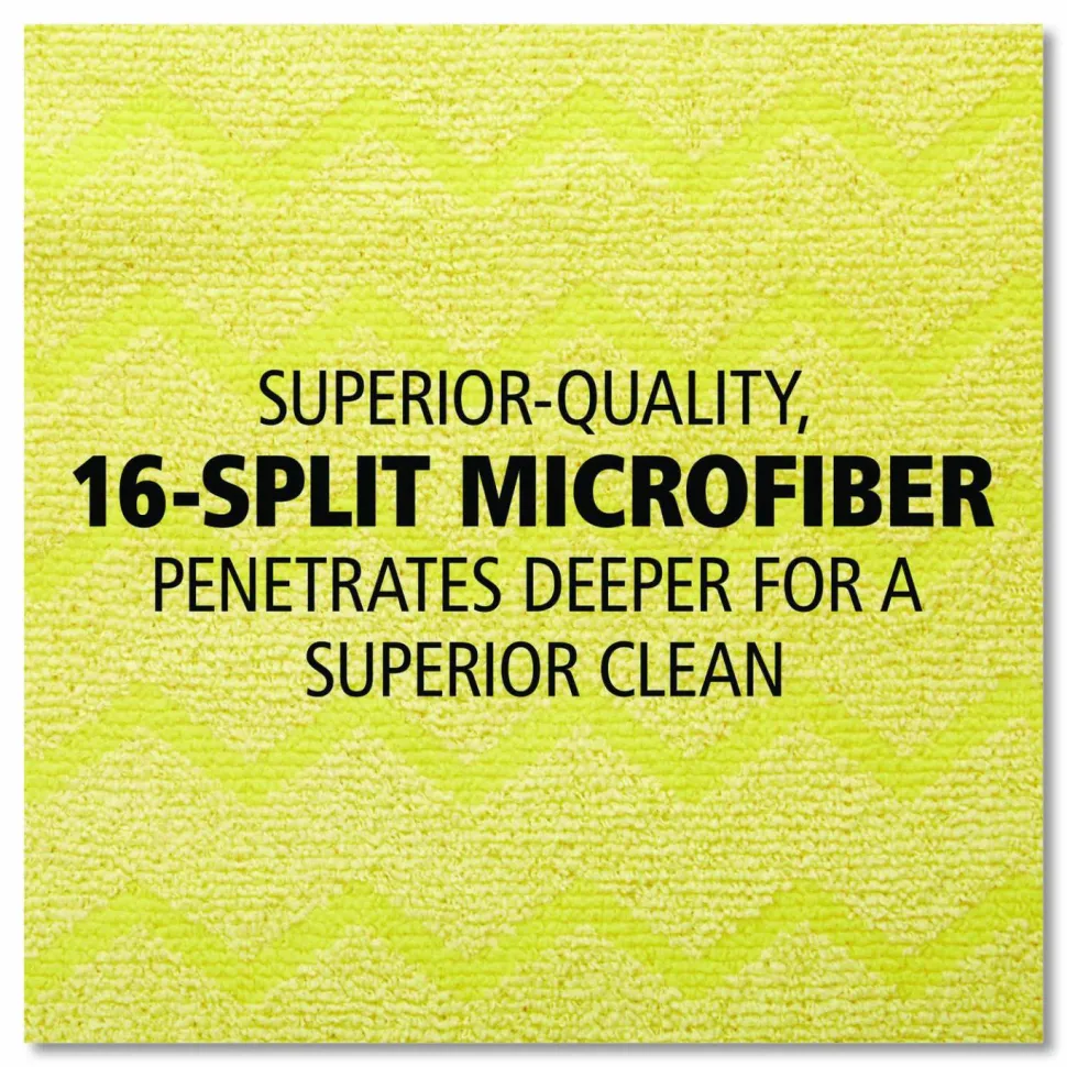 Rubbermaid Commercial Reusable Cleaning Cloths, Microfiber, 16 x 16, Yellow, 12/Carton